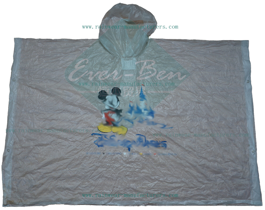 Transparent clear PVC rain cape poncho for children